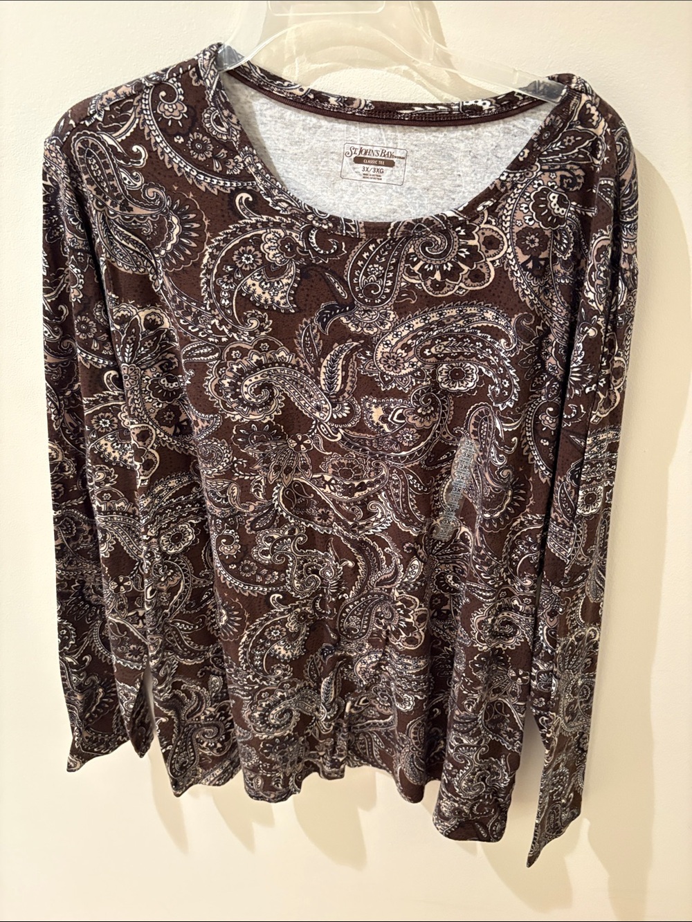 St. John's Bay Brown Paisley Long Sleeve Tee